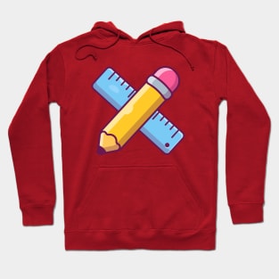 Pencil And Ruler Cartoon Hoodie